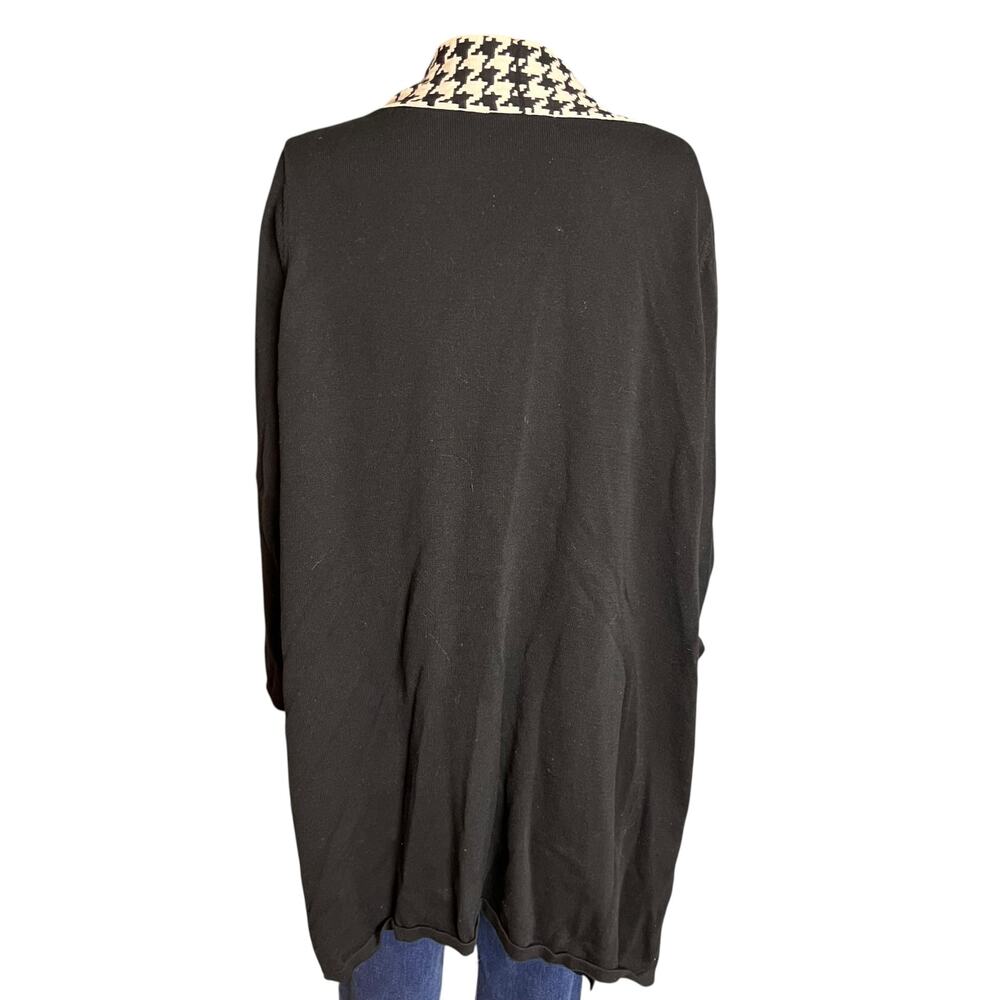 Jessica London Open Front Duster Cardigan Houndstooth Trim 18/20 Preppy Business - Picture 3 of 4